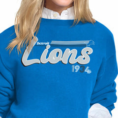 Detroit Lions Starter Women's Groovy Script Fleece Crewneck Sweatshirt | NFL US