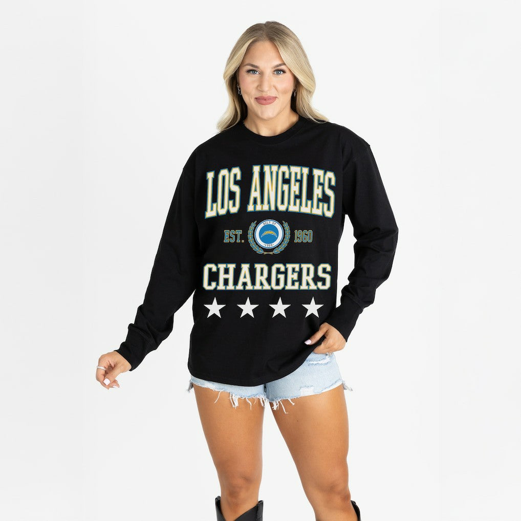 Los Angeles Chargers Gameday Couture Women's Oversized Everyday Star Long Sleeve T-Shirt | NFL Online