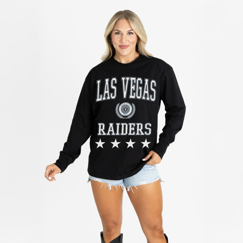 Las Vegas Raiders Gameday Couture Women's Oversized Everyday Star Long Sleeve T-Shirt | NFL New