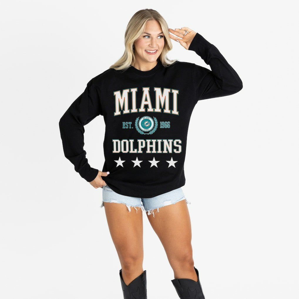 Miami Dolphins Gameday Couture Women's Oversized Everyday Star Long Sleeve T-Shirt | NFL Near me