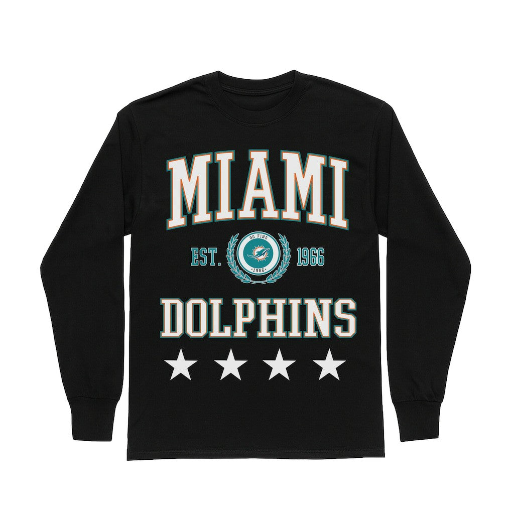 Miami Dolphins Gameday Couture Women's Oversized Everyday Star Long Sleeve T-Shirt | NFL Near me