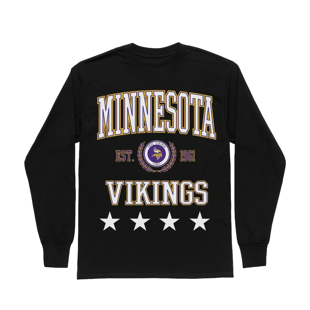 Minnesota Vikings Gameday Couture Women's Oversized Everyday Star Long Sleeve T-Shirt | NFL Hot