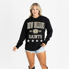 New Orleans Saints Gameday Couture Women's Oversized Everyday Star Long Sleeve T-Shirt | NFL Hot