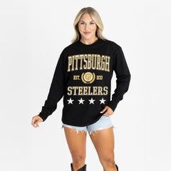 Pittsburgh Steelers Gameday Couture Women's Oversized Everyday Star Long Sleeve T-Shirt | NFL Near me
