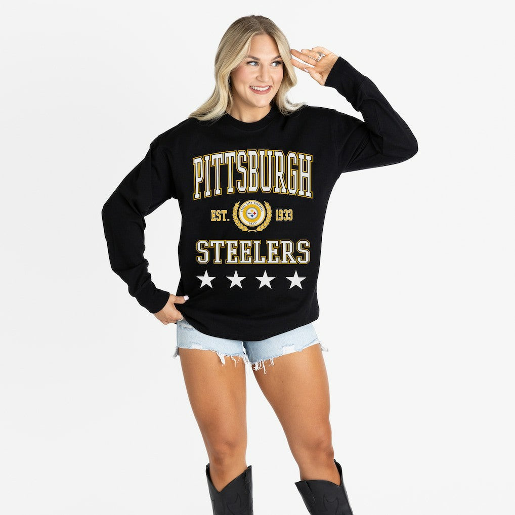 Pittsburgh Steelers Gameday Couture Women's Oversized Everyday Star Long Sleeve T-Shirt | NFL Near me