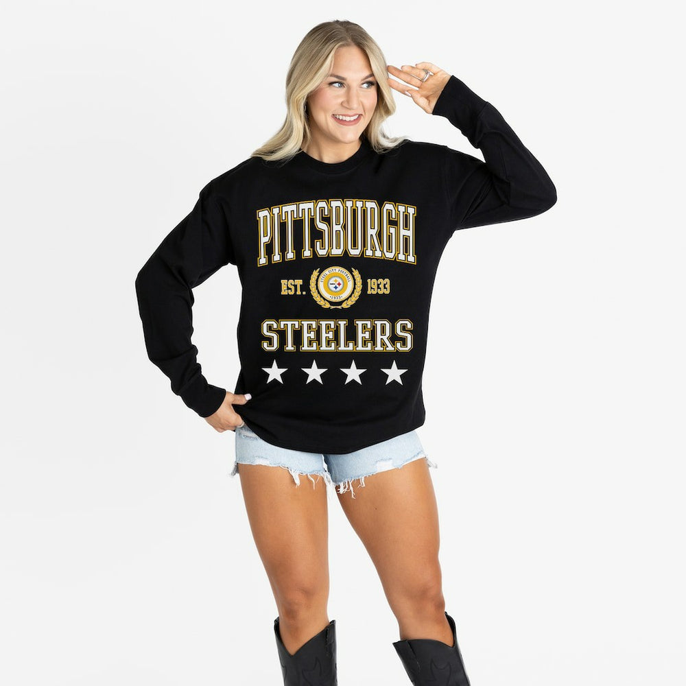 Pittsburgh Steelers Gameday Couture Women's Oversized Everyday Star Long Sleeve T-Shirt | NFL Near me