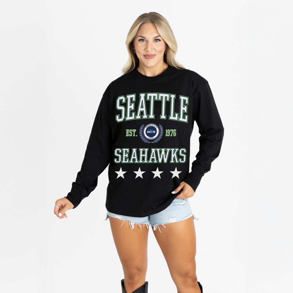 Seattle Seahawks Gameday Couture Women's Oversized Everyday Star Long Sleeve T-Shirt | NFL On sale