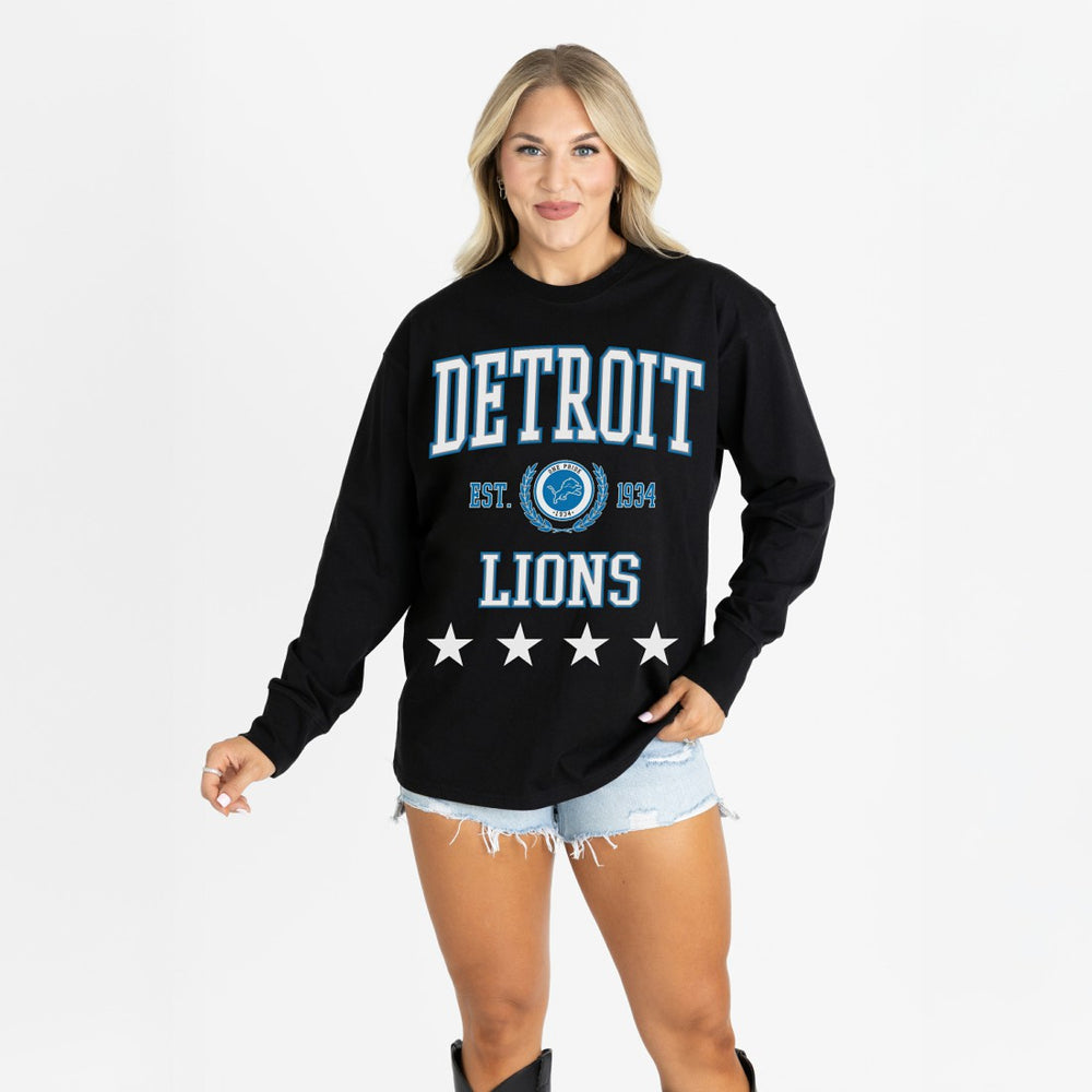 Detroit Lions Gameday Couture Women's Oversized Everyday Star Long Sleeve T-Shirt | NFL Near me