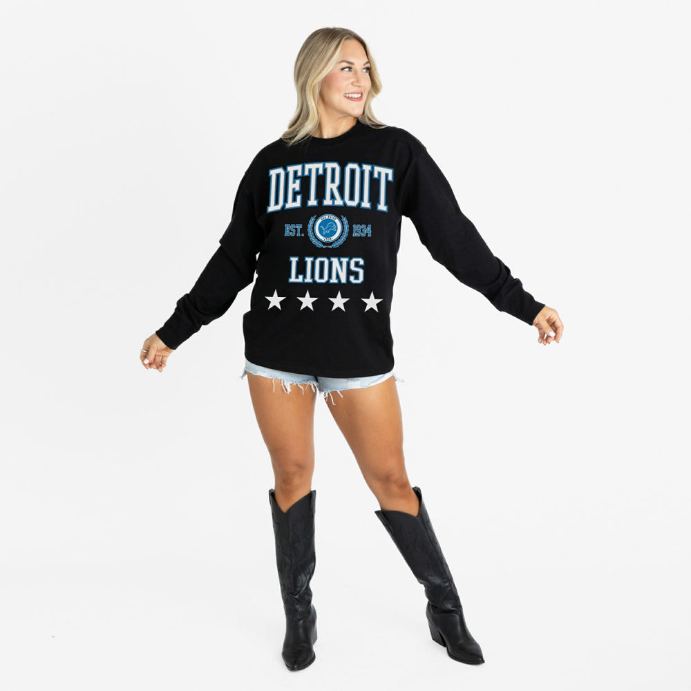Detroit Lions Gameday Couture Women's Oversized Everyday Star Long Sleeve T-Shirt | NFL Near me