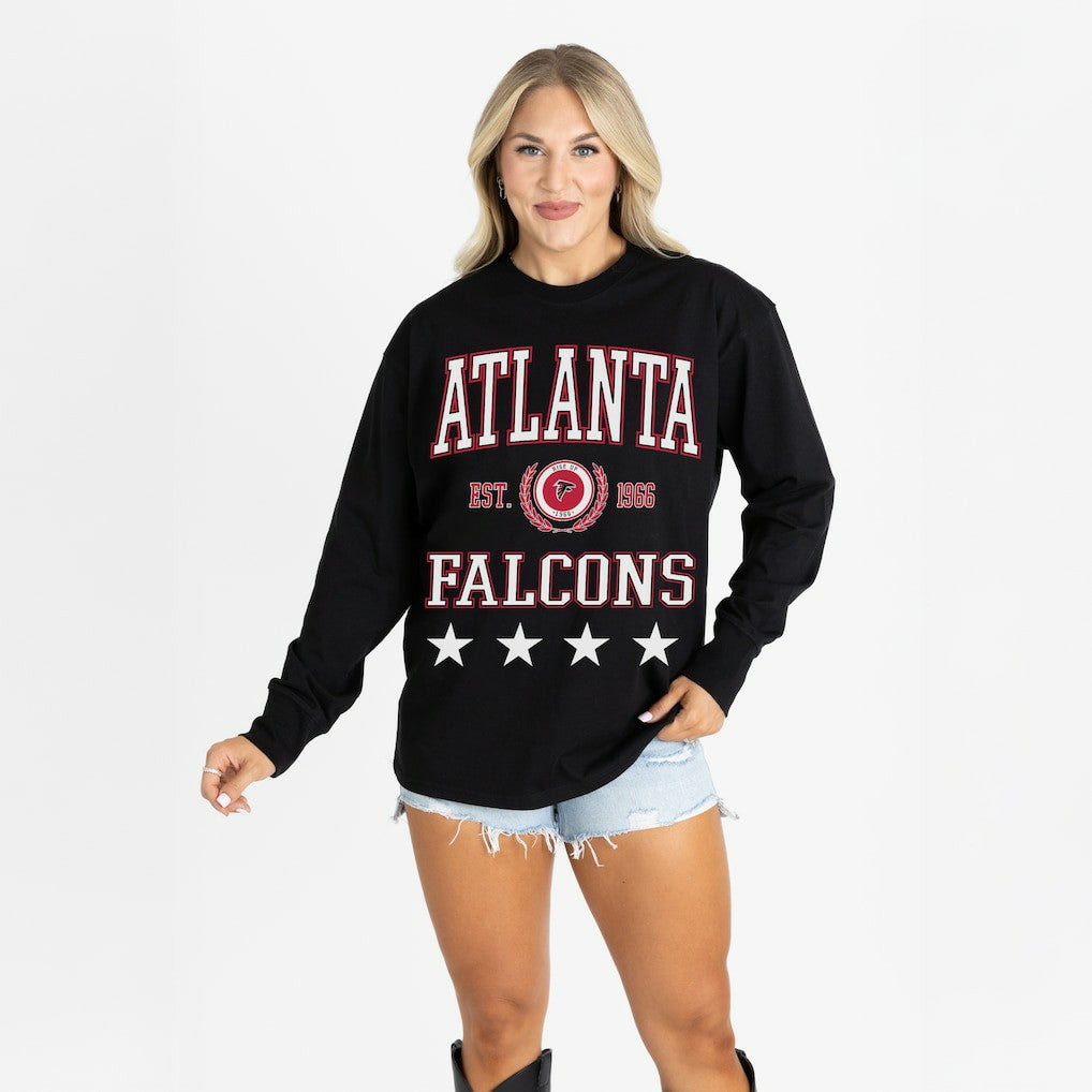 Atlanta Falcons Gameday Couture Women's Oversized Everyday Star Long Sleeve T-Shirt | NFL Online