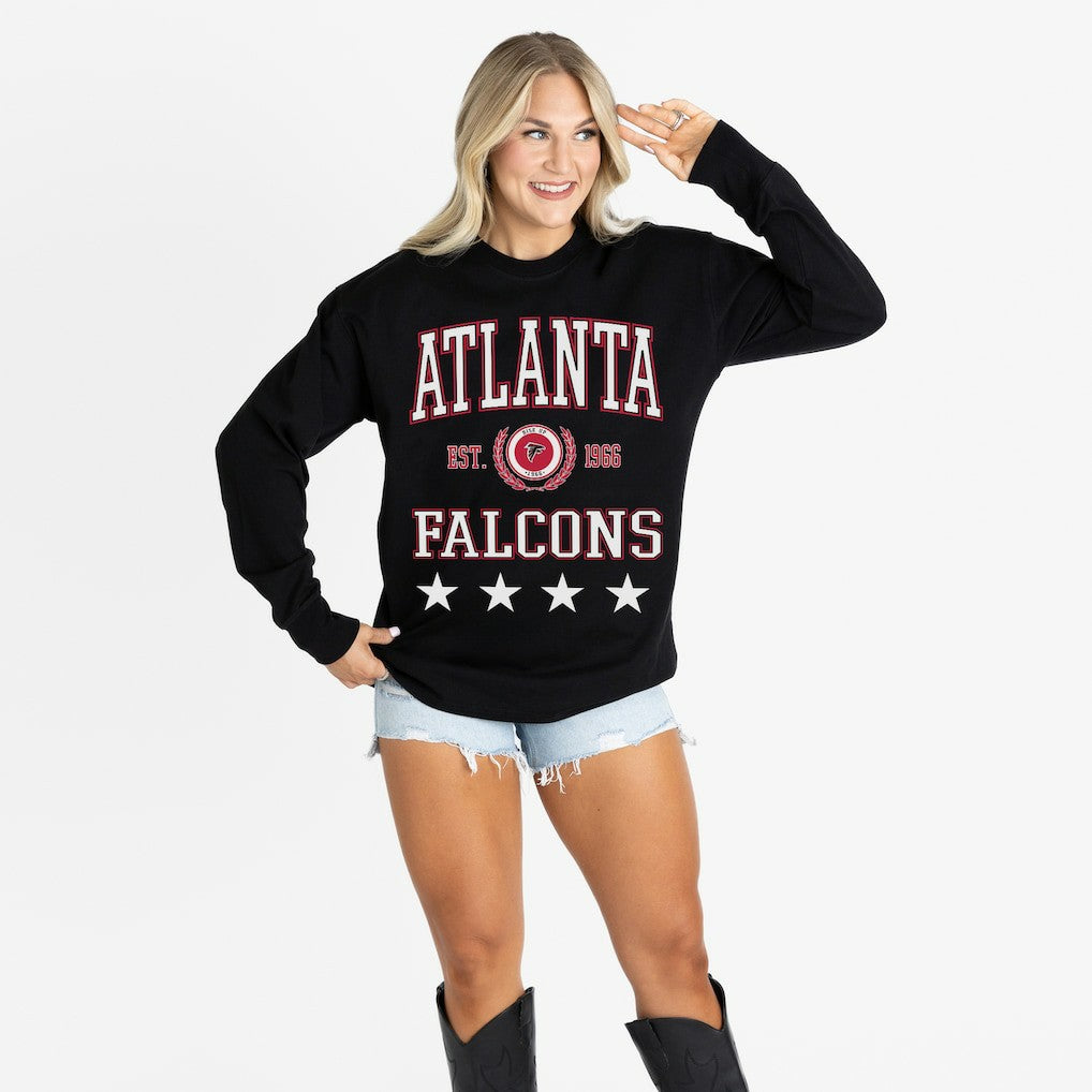 Atlanta Falcons Gameday Couture Women's Oversized Everyday Star Long Sleeve T-Shirt | NFL Online