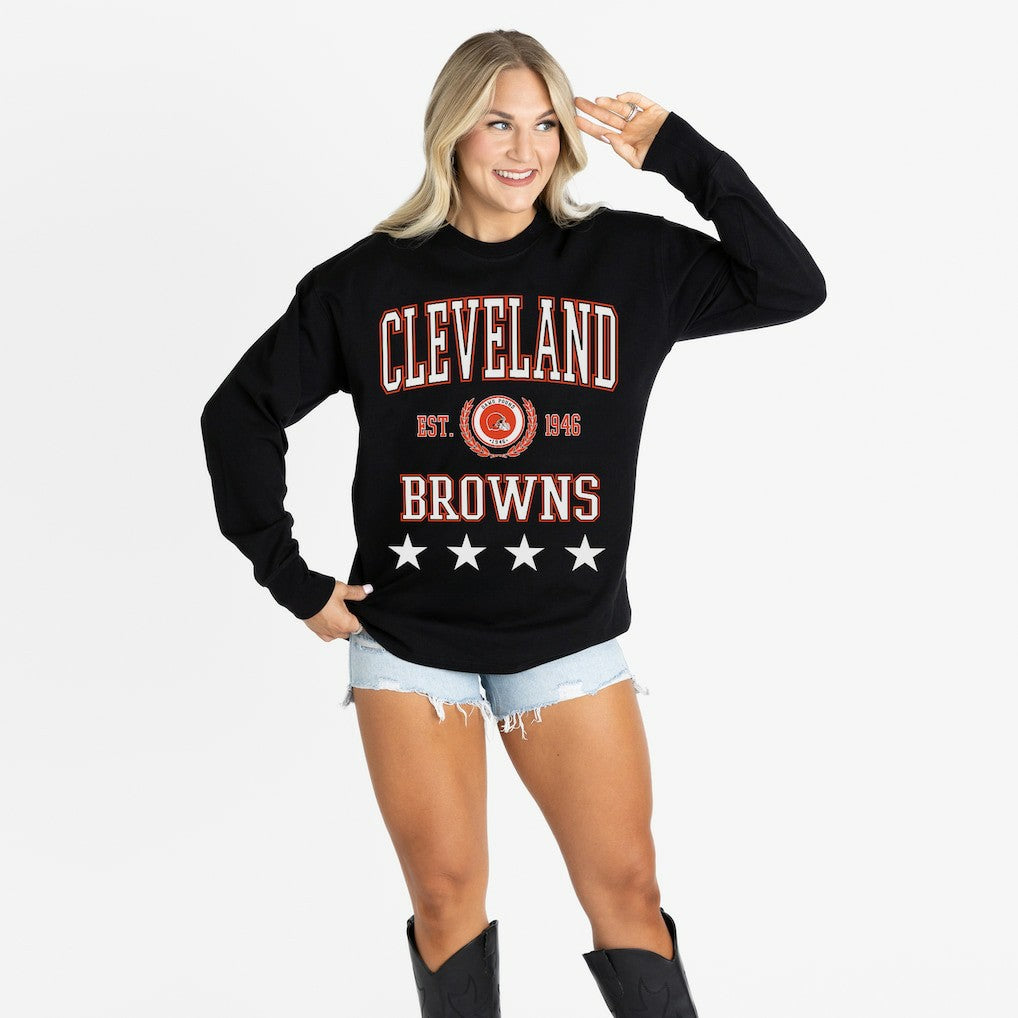 Cleveland Browns Gameday Couture Women's Oversized Everyday Star Long Sleeve T-Shirt | NFL US