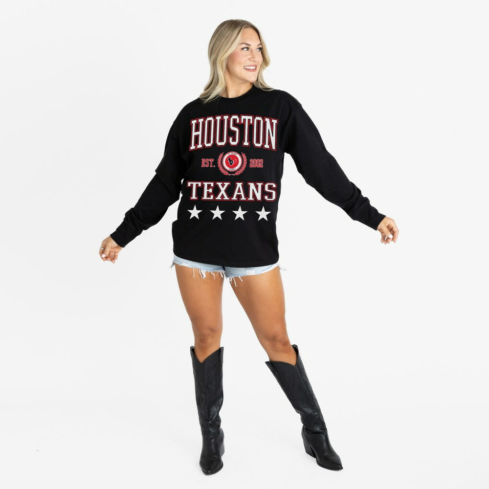 Houston Texans Gameday Couture Women's Oversized Everyday Star Long Sleeve T-Shirt | NFL Outlet