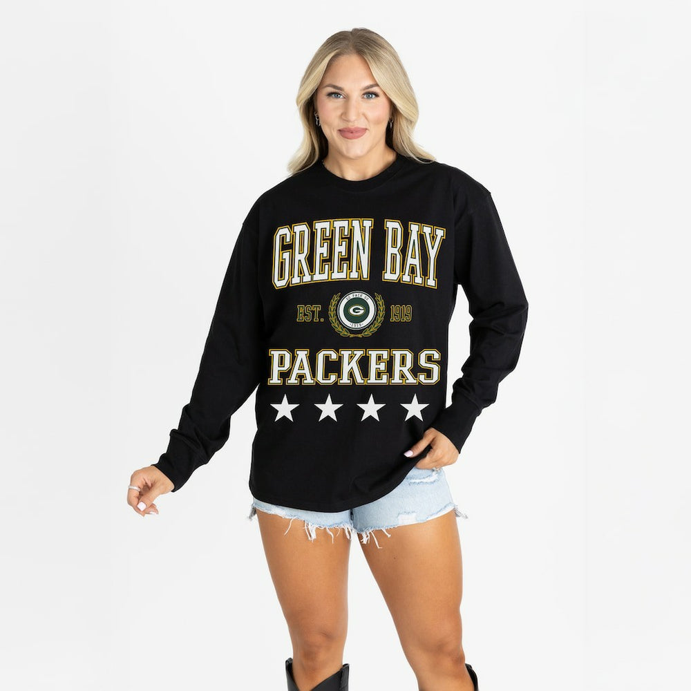 Green Bay Packers Gameday Couture Women's Oversized Everyday Star Long Sleeve T-Shirt | NFL Outlet