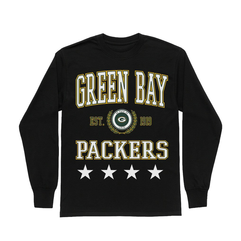 Green Bay Packers Gameday Couture Women's Oversized Everyday Star Long Sleeve T-Shirt | NFL Outlet