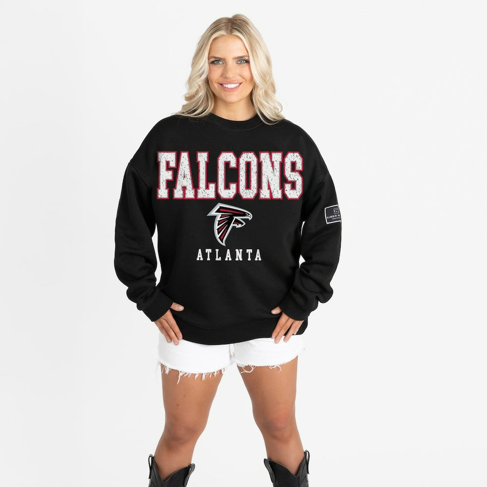 Atlanta Falcons Gameday Couture Women's Oversized Level Up Black Label Premium Fleece Sweatshirt | NFL Hot