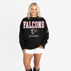Atlanta Falcons Gameday Couture Women's Oversized Level Up Black Label Premium Fleece Sweatshirt | NFL Hot
