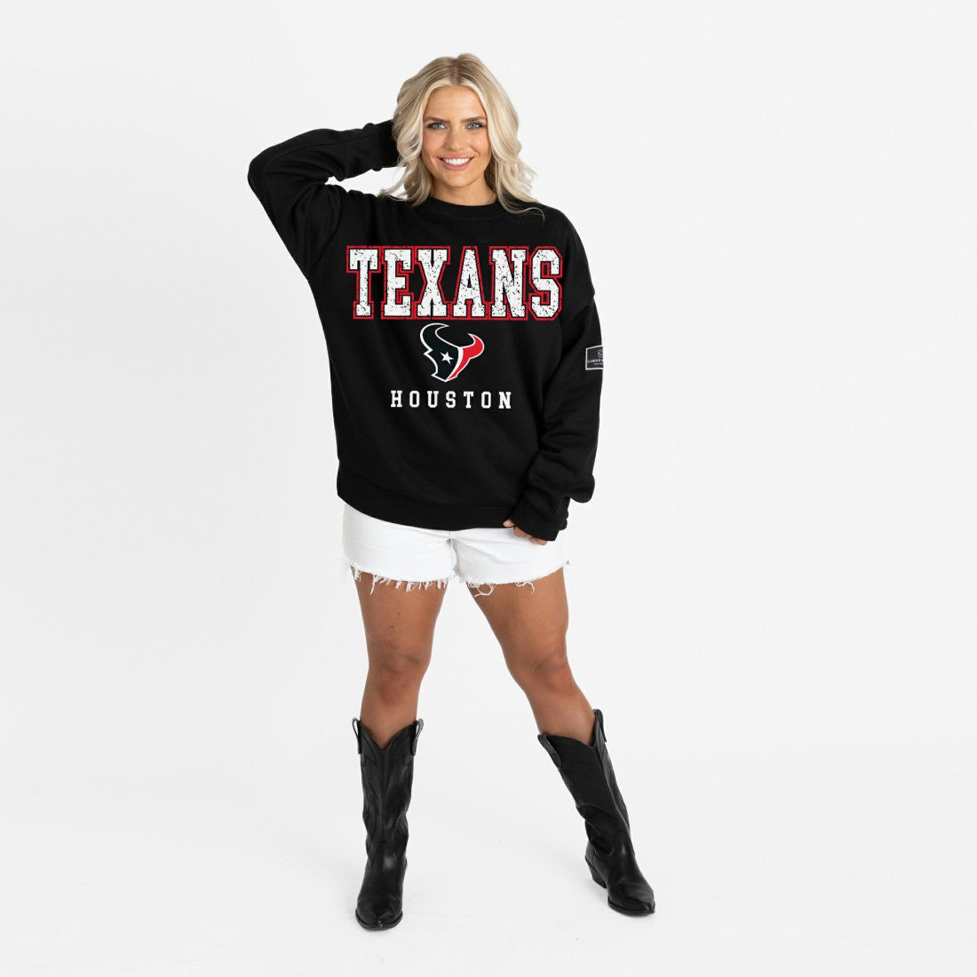 Houston Texans Gameday Couture Women's Oversized Level Up Black Label Premium Fleece Sweatshirt | NFL New