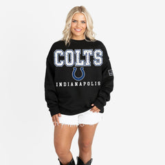 Indianapolis Colts Gameday Couture Women's Oversized Level Up Black Label Premium Fleece Sweatshirt | NFL Sale
