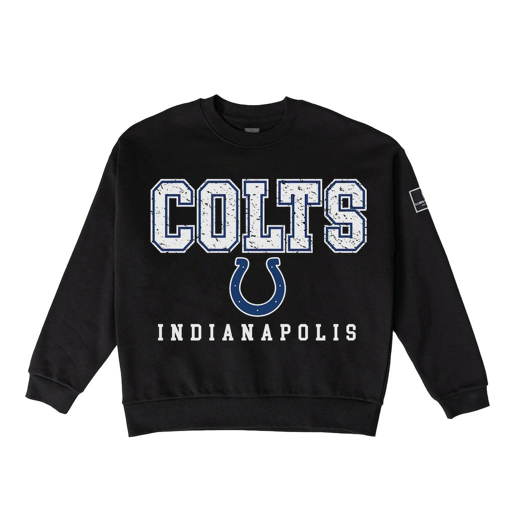 Indianapolis Colts Gameday Couture Women's Oversized Level Up Black Label Premium Fleece Sweatshirt | NFL Sale