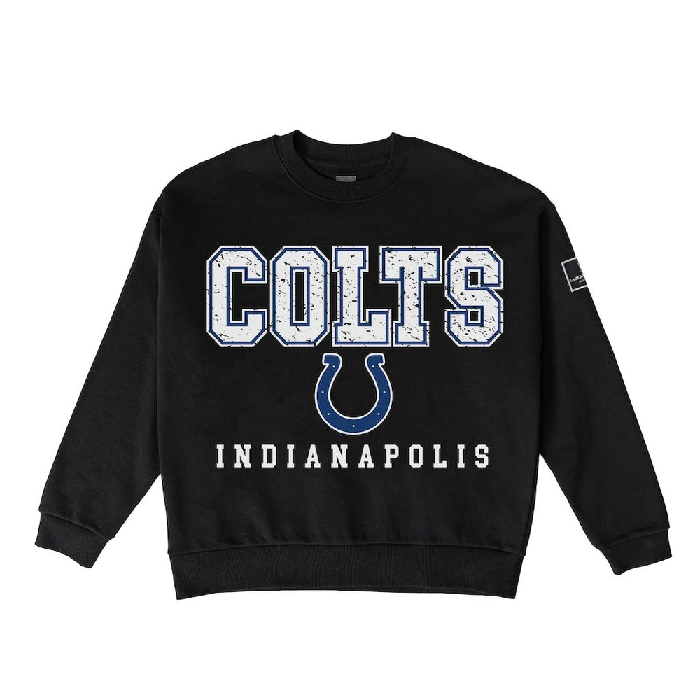Indianapolis Colts Gameday Couture Women's Oversized Level Up Black Label Premium Fleece Sweatshirt | NFL Sale