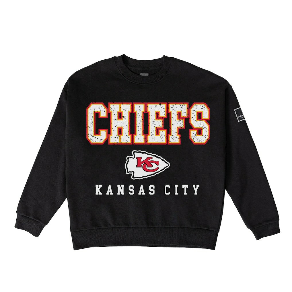 Kansas City Chiefs Gameday Couture Women's Oversized Level Up Black Label Premium Fleece Sweatshirt | NFL Outlet