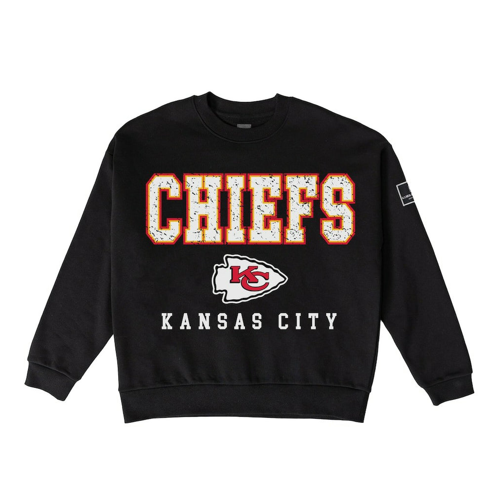Kansas City Chiefs Gameday Couture Women's Oversized Level Up Black Label Premium Fleece Sweatshirt | NFL Outlet