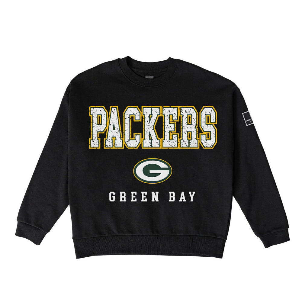 Green Bay Packers Gameday Couture Women's Oversized Level Up Black Label Premium Fleece Sweatshirt | NFL Hot
