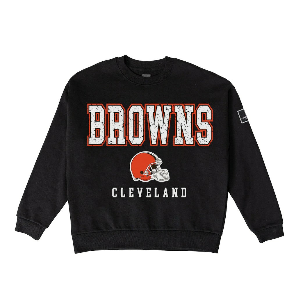 Cleveland Browns Gameday Couture Women's Oversized Level Up Black Label Premium Fleece Sweatshirt | NFL New