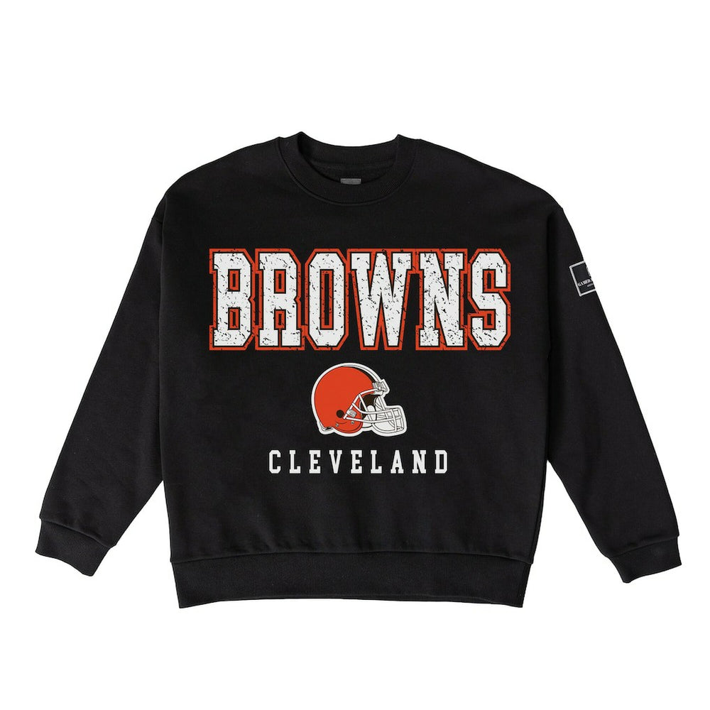 Cleveland Browns Gameday Couture Women's Oversized Level Up Black Label Premium Fleece Sweatshirt | NFL New