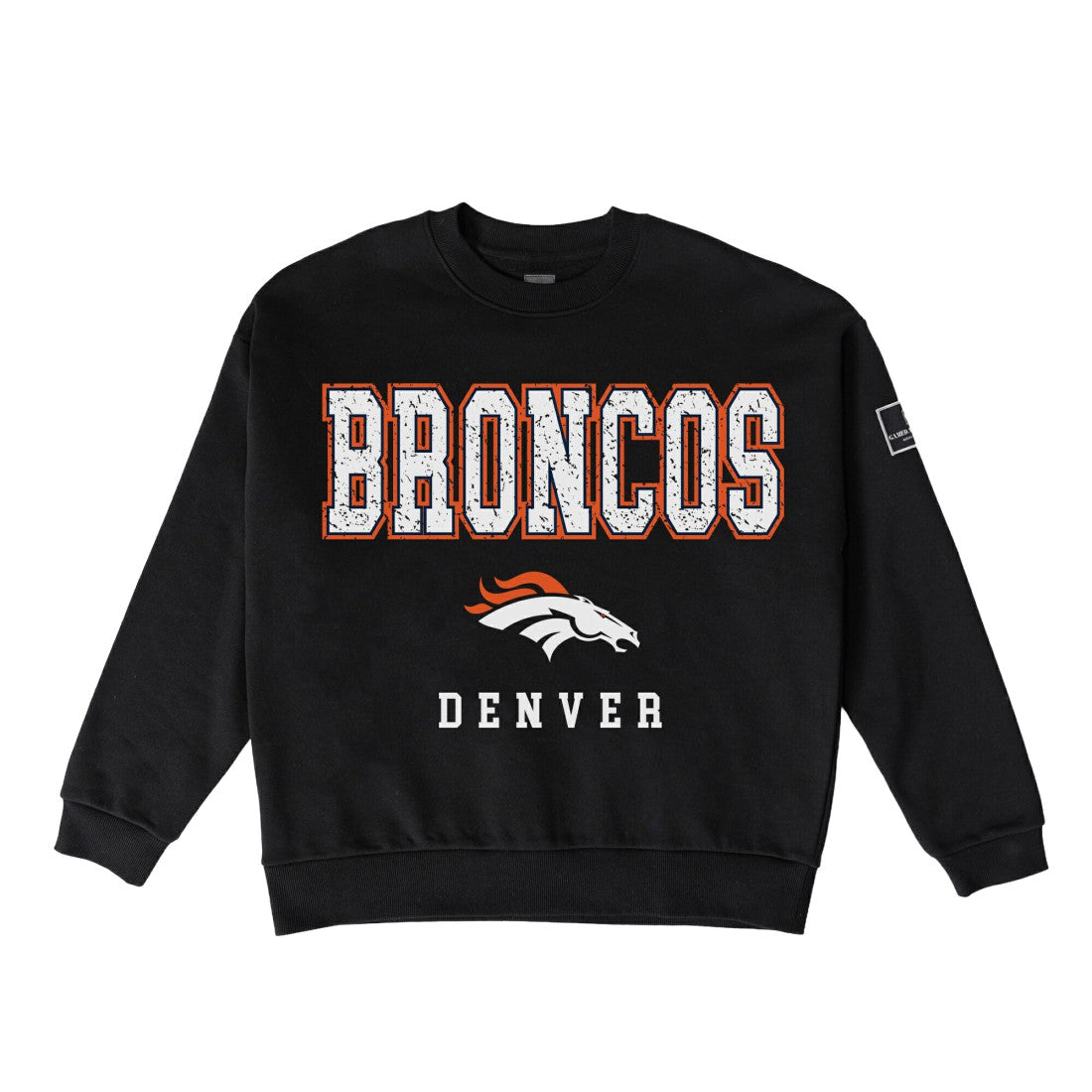 Denver Broncos Gameday Couture Women's Oversized Level Up Black Label Premium Fleece Sweatshirt | NFL Near me