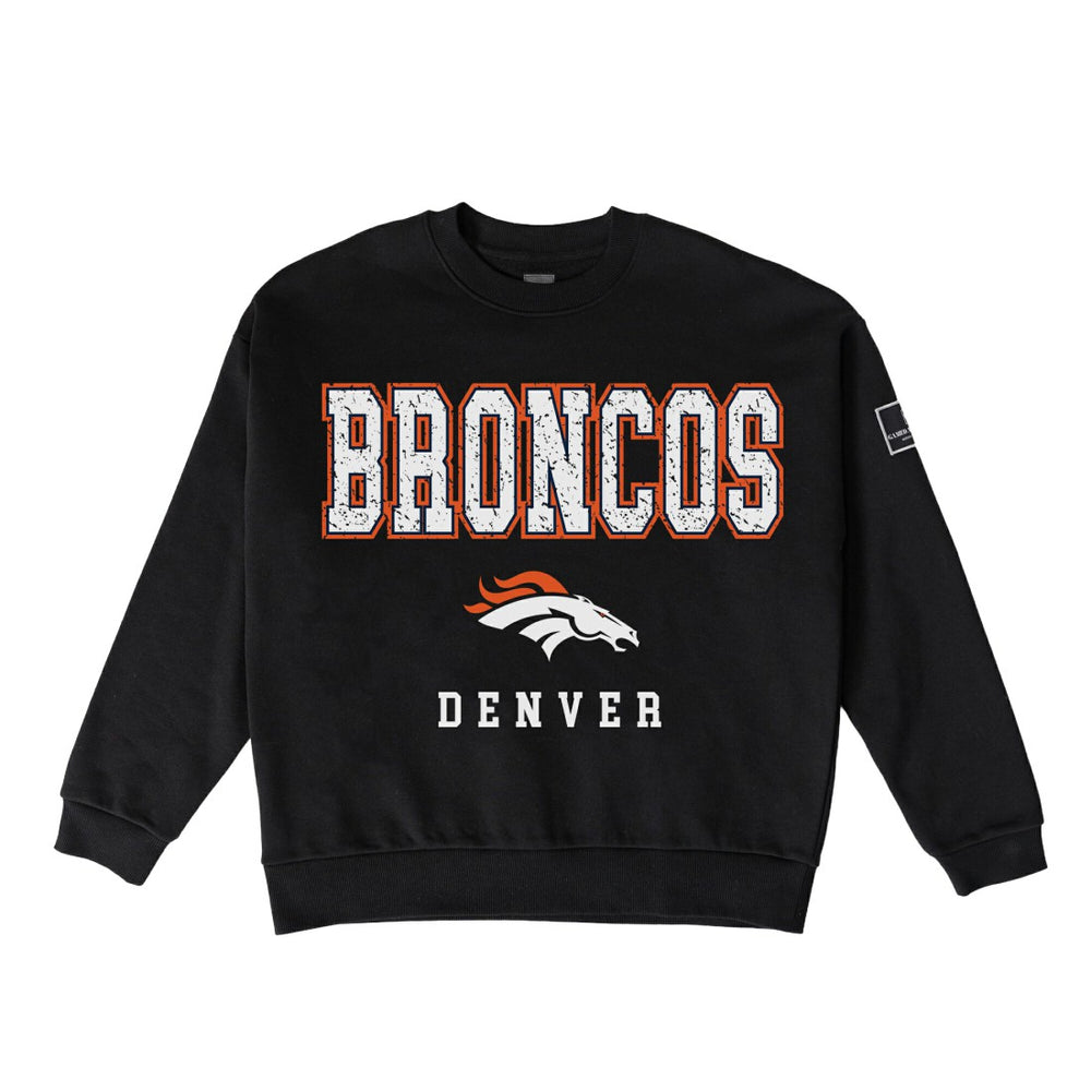 Denver Broncos Gameday Couture Women's Oversized Level Up Black Label Premium Fleece Sweatshirt | NFL Near me