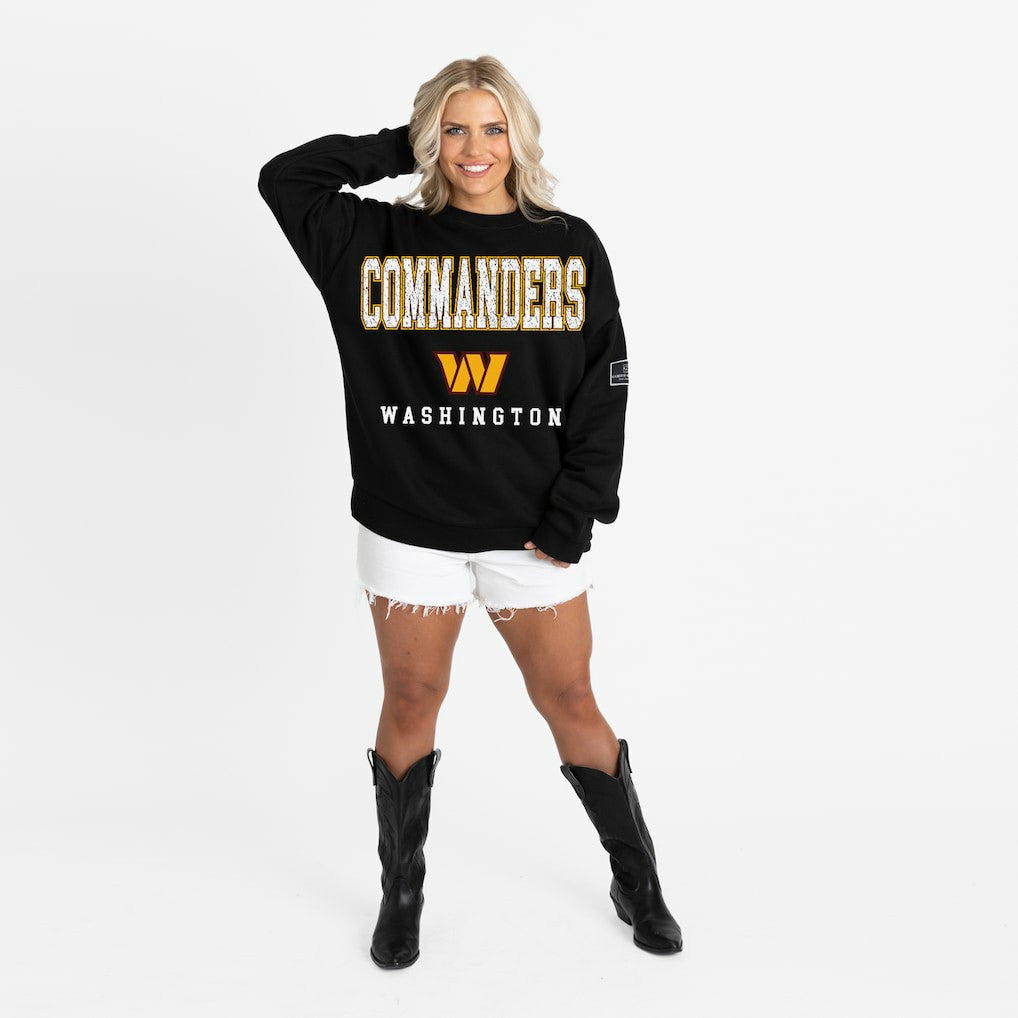 Washington Commanders Gameday Couture Women's Oversized Level Up Black Label Premium Fleece Sweatshirt | NFL Outlet