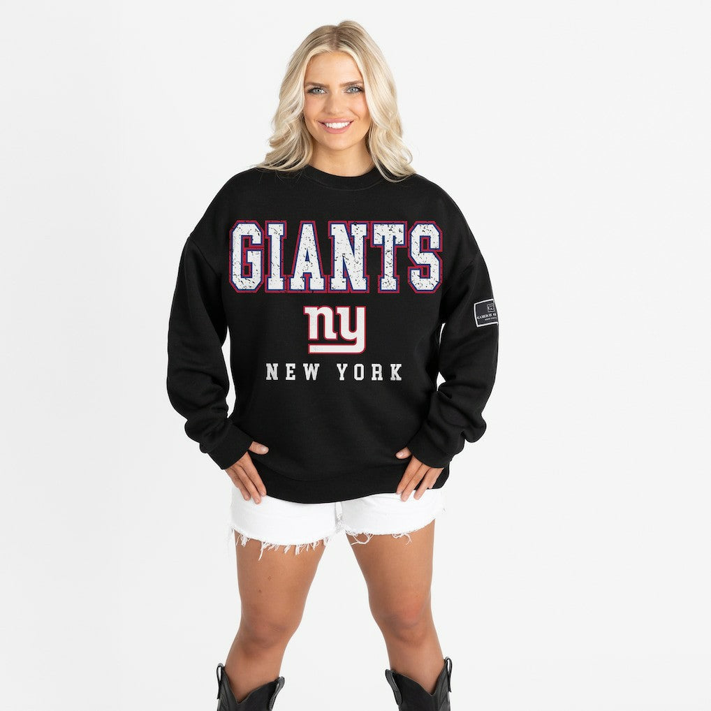 New York Giants Gameday Couture Women's Oversized Level Up Black Label Premium Fleece Sweatshirt | NFL Hot