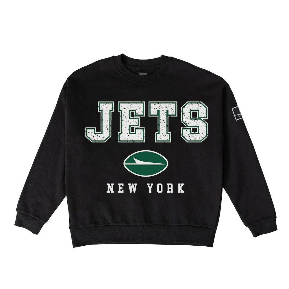 New York Jets Gameday Couture Women's Oversized Level Up Black Label Premium Fleece Sweatshirt | NFL Online