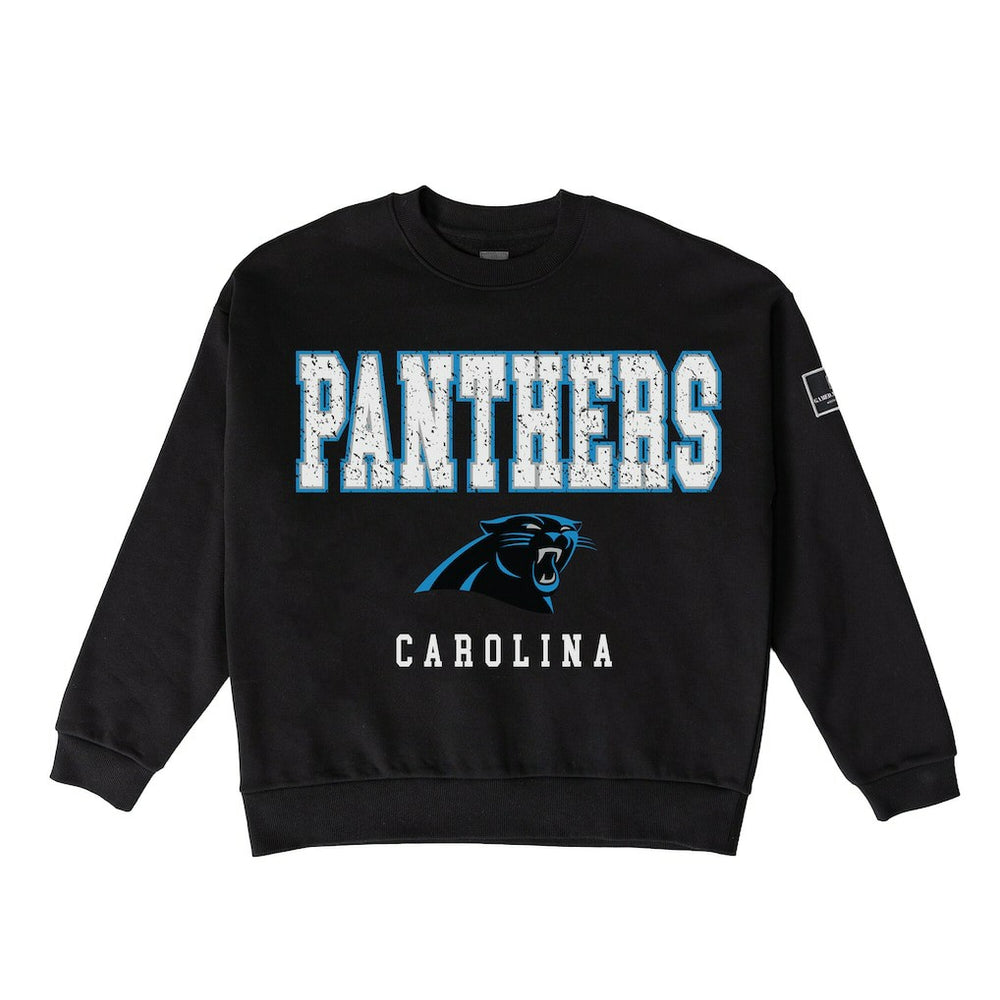 Carolina Panthers Gameday Couture Women's Oversized Level Up Black Label Premium Fleece Sweatshirt | NFL Sale