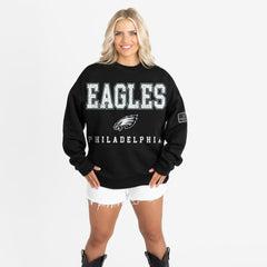 Philadelphia Eagles Gameday Couture Women's Oversized Level Up Black Label Premium Fleece Sweatshirt | NFL Sale