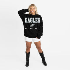 Philadelphia Eagles Gameday Couture Women's Oversized Level Up Black Label Premium Fleece Sweatshirt | NFL Sale