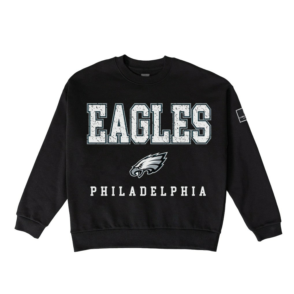 Philadelphia Eagles Gameday Couture Women's Oversized Level Up Black Label Premium Fleece Sweatshirt | NFL Sale