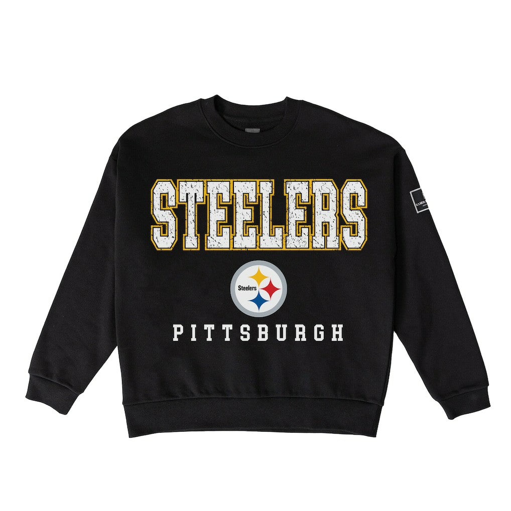 Pittsburgh Steelers Gameday Couture Women's Oversized Level Up Black Label Premium Fleece Sweatshirt | NFL Hot