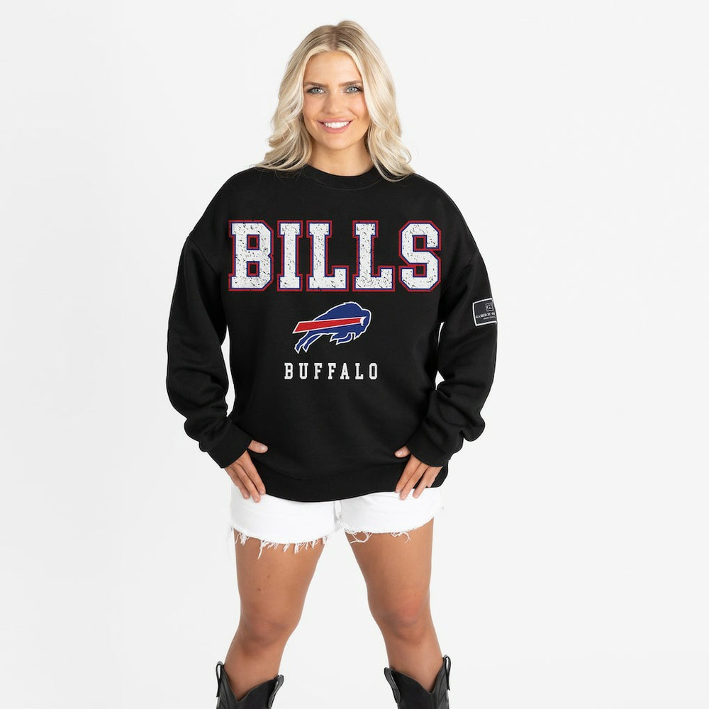 Buffalo Bills Gameday Couture Women's Oversized Level Up Black Label Premium Fleece Sweatshirt | NFL Sale