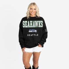 Seattle Seahawks Gameday Couture Women's Oversized Level Up Black Label Premium Fleece Sweatshirt | NFL Outlet