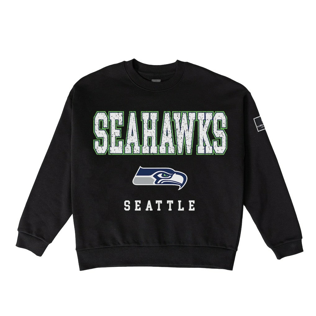 Seattle Seahawks Gameday Couture Women's Oversized Level Up Black Label Premium Fleece Sweatshirt | NFL Outlet