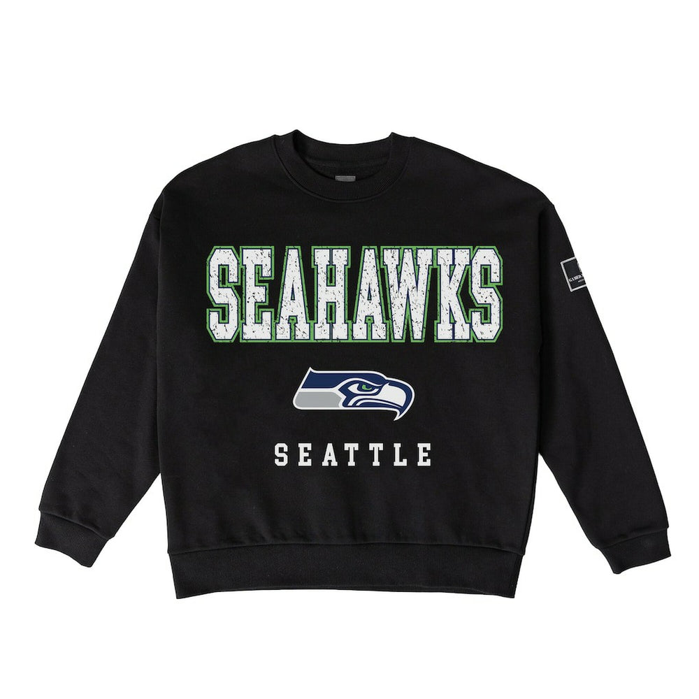 Seattle Seahawks Gameday Couture Women's Oversized Level Up Black Label Premium Fleece Sweatshirt | NFL Outlet