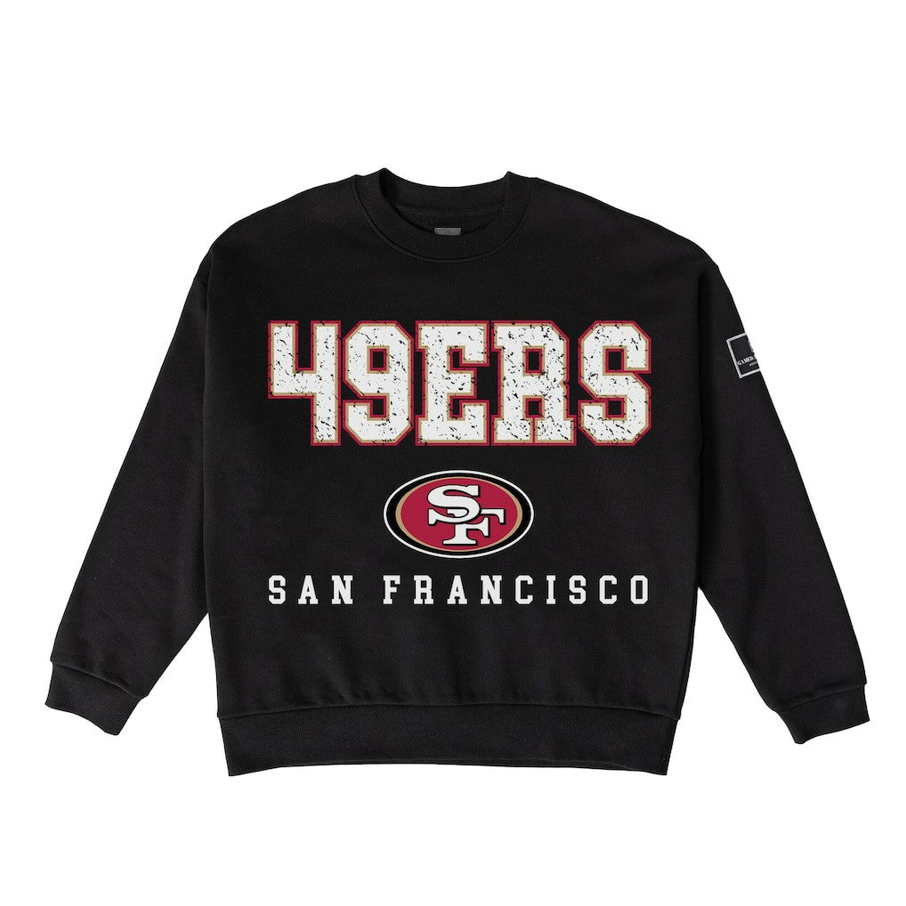 San Francisco 49ers Gameday Couture Women's Oversized Level Up Black Label Premium Fleece Sweatshirt | NFL Discount
