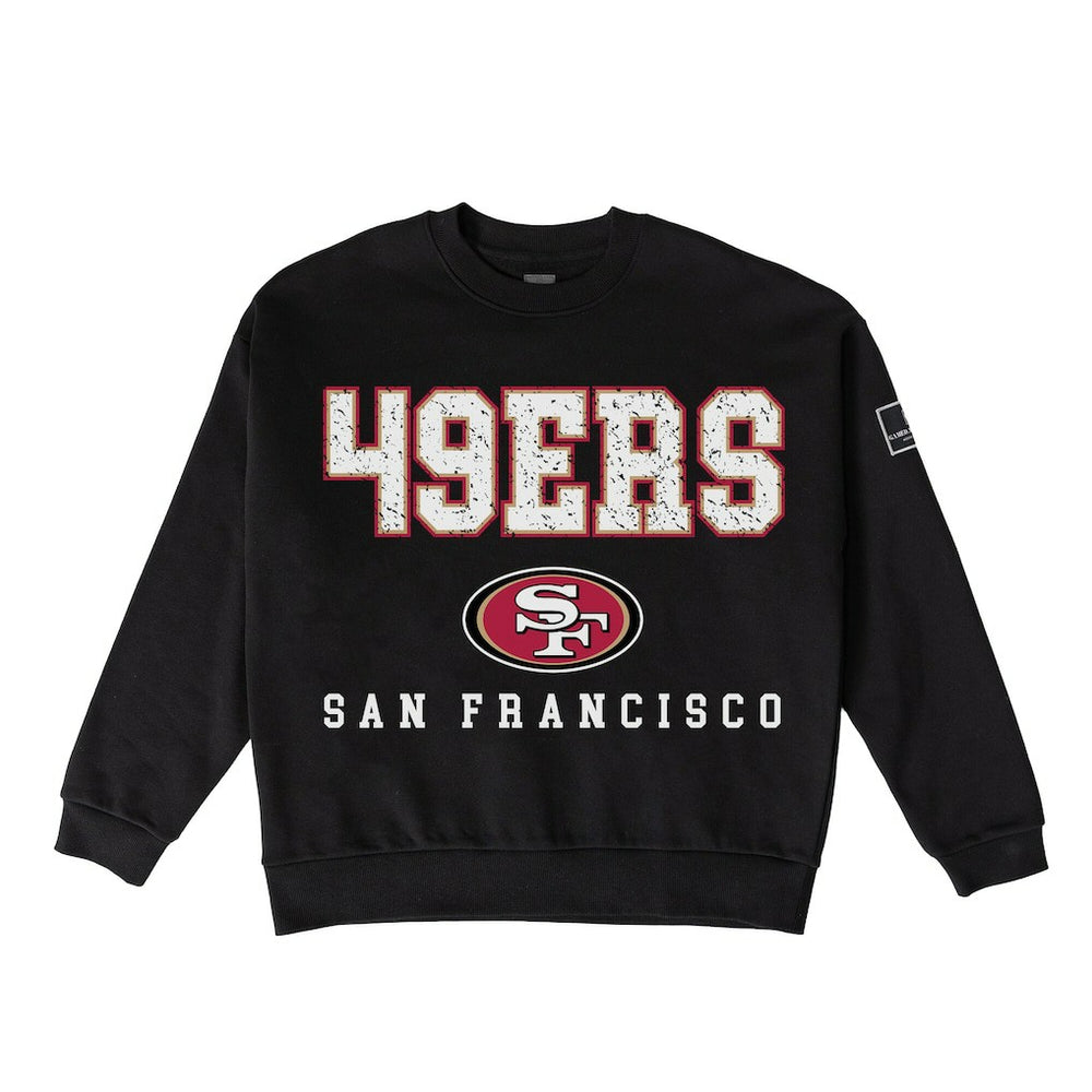 San Francisco 49ers Gameday Couture Women's Oversized Level Up Black Label Premium Fleece Sweatshirt | NFL Discount