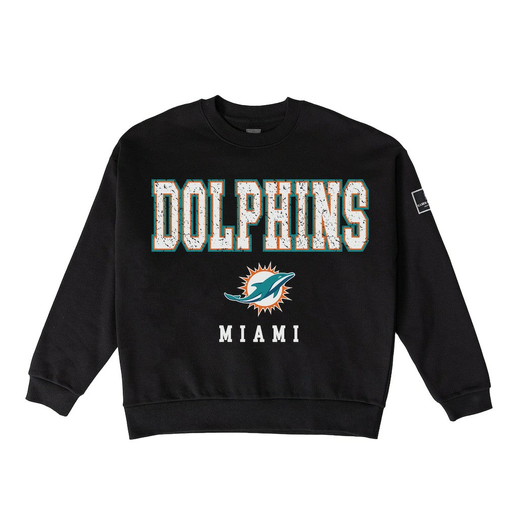 Miami Dolphins Gameday Couture Women's Oversized Level Up Black Label Premium Fleece Sweatshirt | NFL Online
