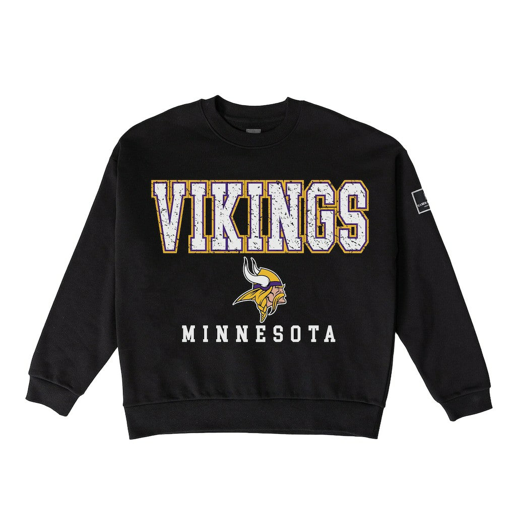 Minnesota Vikings Gameday Couture Women's Oversized Level Up Black Label Premium Fleece Sweatshirt | NFL US
