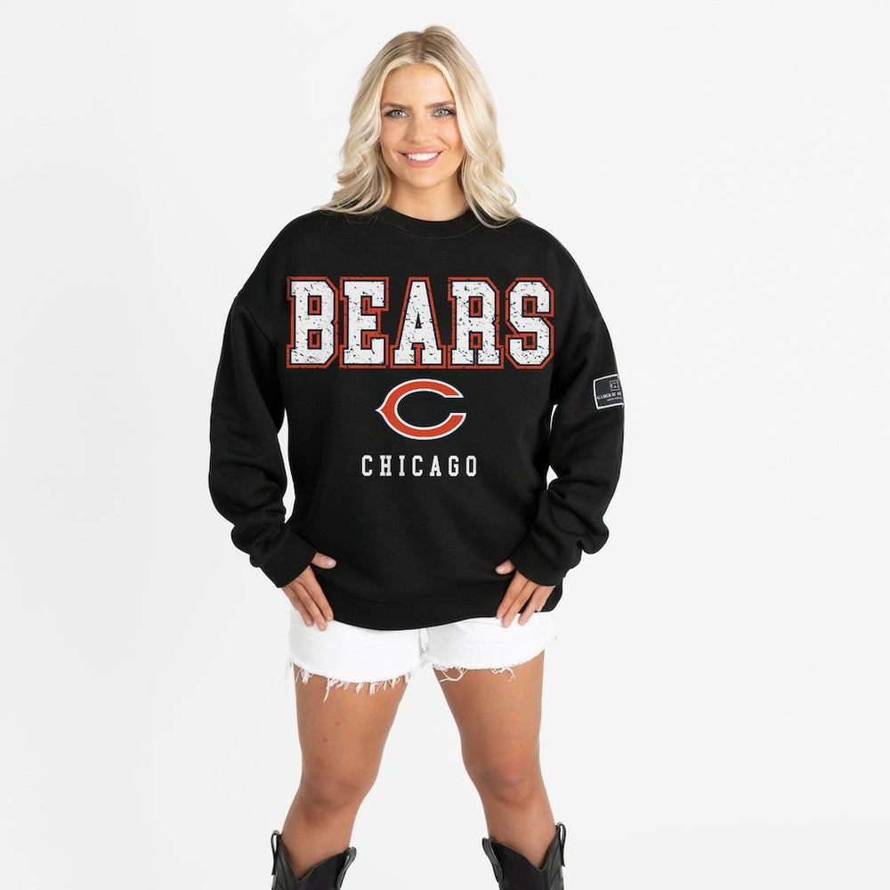 Chicago Bears Gameday Couture Women's Oversized Level Up Black Label Premium Fleece Sweatshirt | NFL Online