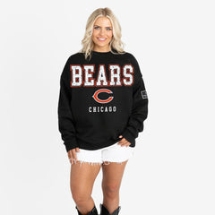 Chicago Bears Gameday Couture Women's Oversized Level Up Black Label Premium Fleece Sweatshirt | NFL Online